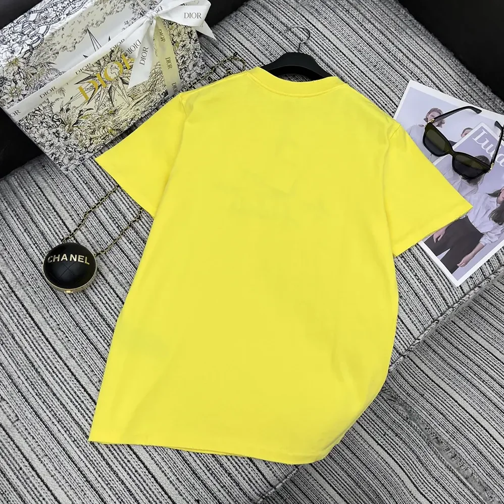 Dior DIOR AND HYLTON NEL T-Shirt Relaxed Fit Yellow Cotton Jersey for Women Dior DIOR AND HYLTON NEL T-Shirt Relaxed Fit Yellow Cotton Jersey for Women