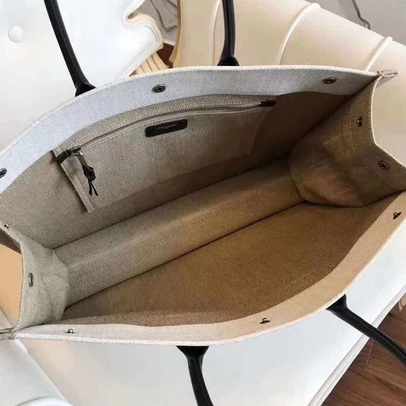 Saint Laurent YSL Rive Gauche Tote Bag Linen Leather for Women