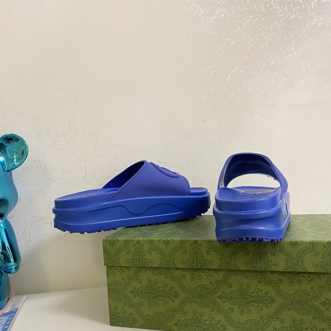 Gucci Interlocking G Slide Sandal Blue Gucci Interlocking G Slide Sandal Blue
