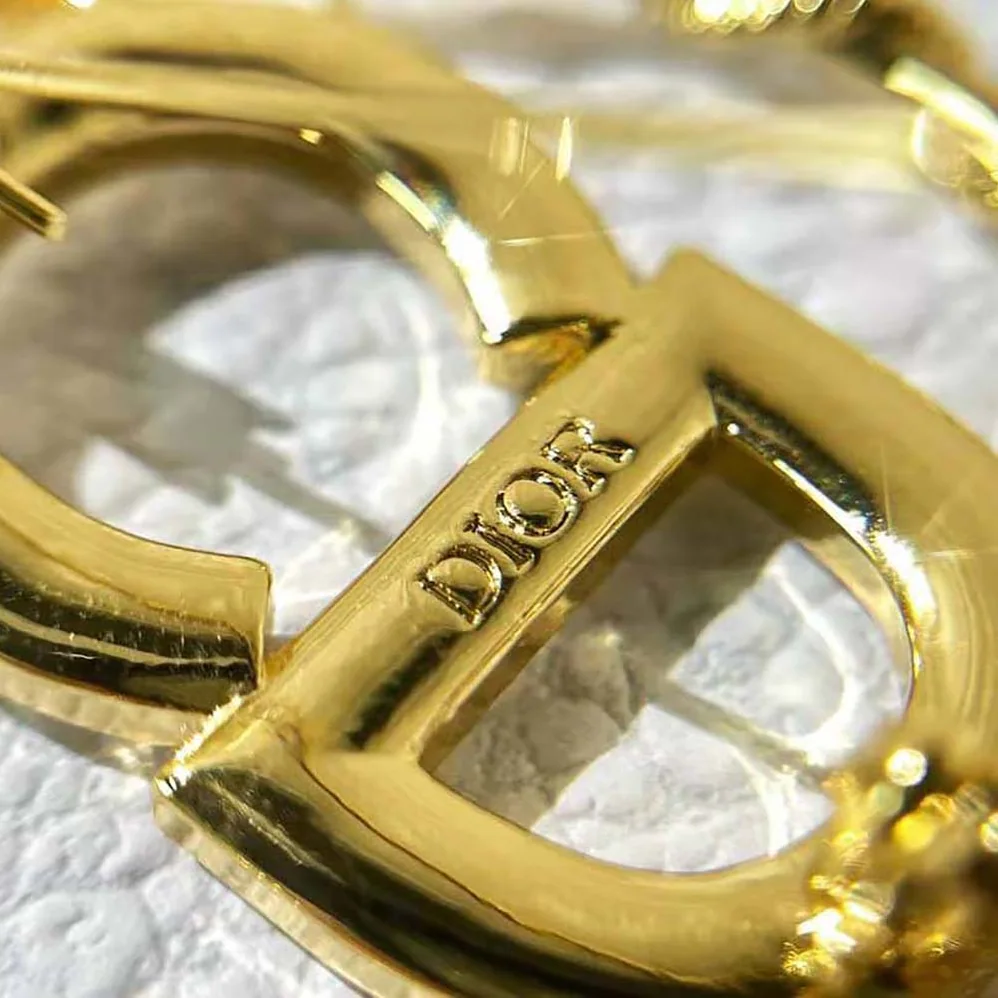 Dior Clair D Lune Brooch Gold-Finish Metal and White Crystals for Women