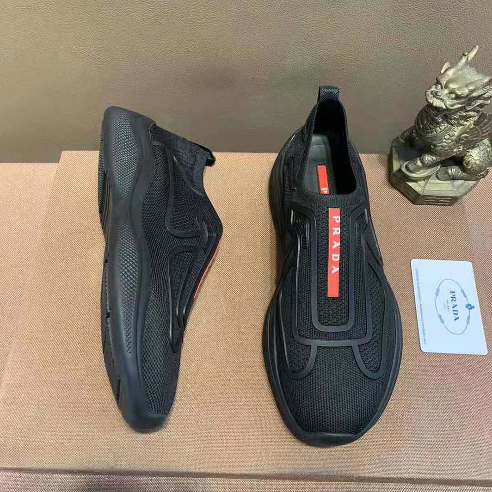 Prada Bike Knit Sneakers for Men in Black