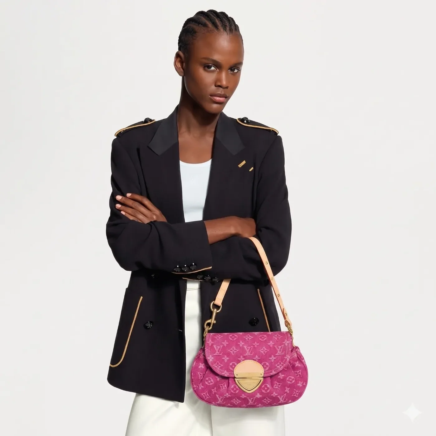 Louis Vuitton Sunset Shoulder Bag in Fuchsia Denim Gold Hardware