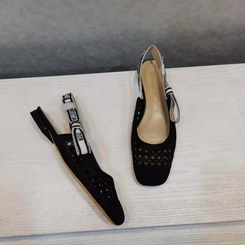Dior Dior and Moi Slingback Ballerina Flat Black Cannage Embroidered Mesh for Women Dior Dior and Moi Slingback Ballerina Flat Black Cannage Embroidered Mesh for Women
