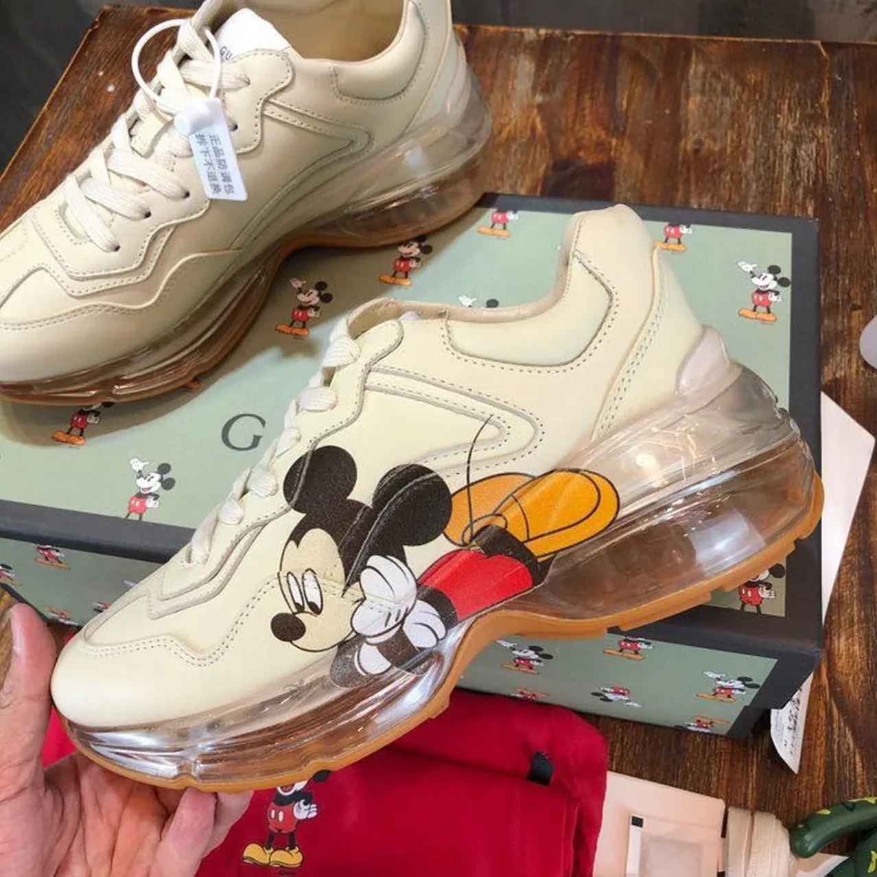 Gucci x Disney Mickey Rhyton Dad Transparent Sole Sneakers White Gucci x Disney Mickey Rhyton Dad Transparent Sole Sneakers White