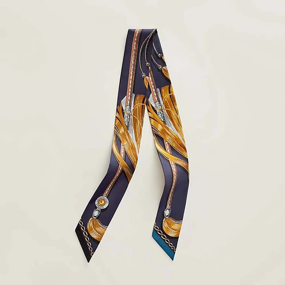 Hermes Cavalcades Twilly for Women in Navy Hermes Cavalcades Twilly for Women in Navy
