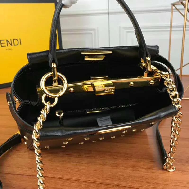 Fendi Peekaboo XS Leather Mini-Bag for Women in Black Fendi Peekaboo XS Leather Mini-Bag for Women in Black