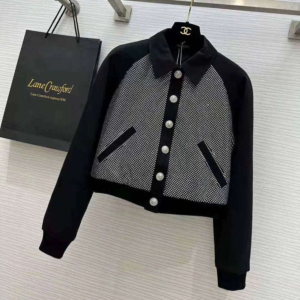 Balmain Cropped Balmain Jacket with Rhinestones for Women
