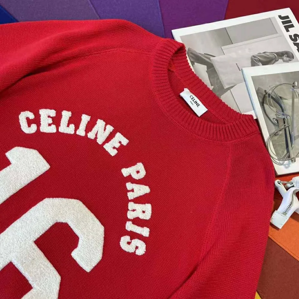 Celine 16 Sweatshirt in Wool and Cashmere for Women in Red