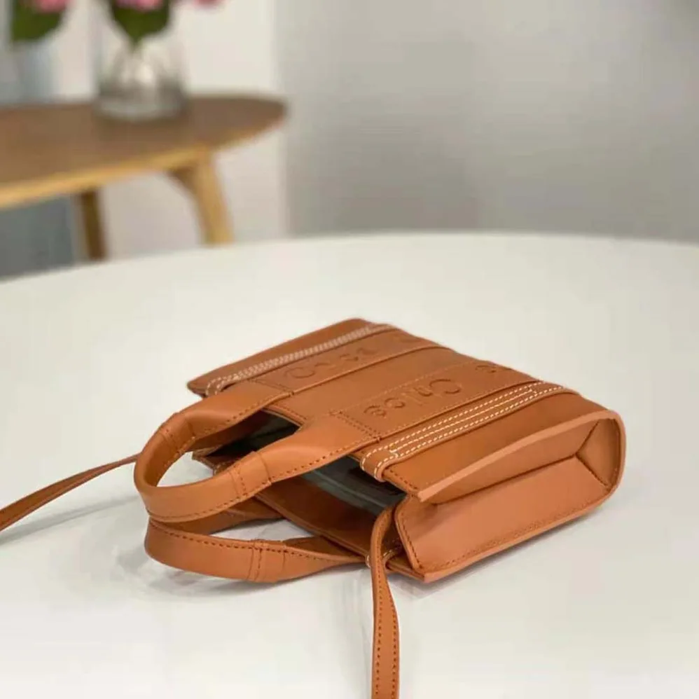Chloe Mini Woody Tote Bag for Women in Brown