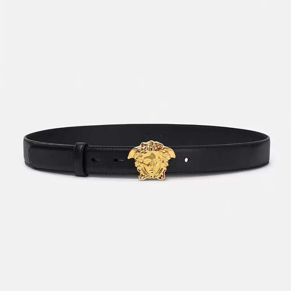 Versace La Medusa Leather Belt for Unisex in Black