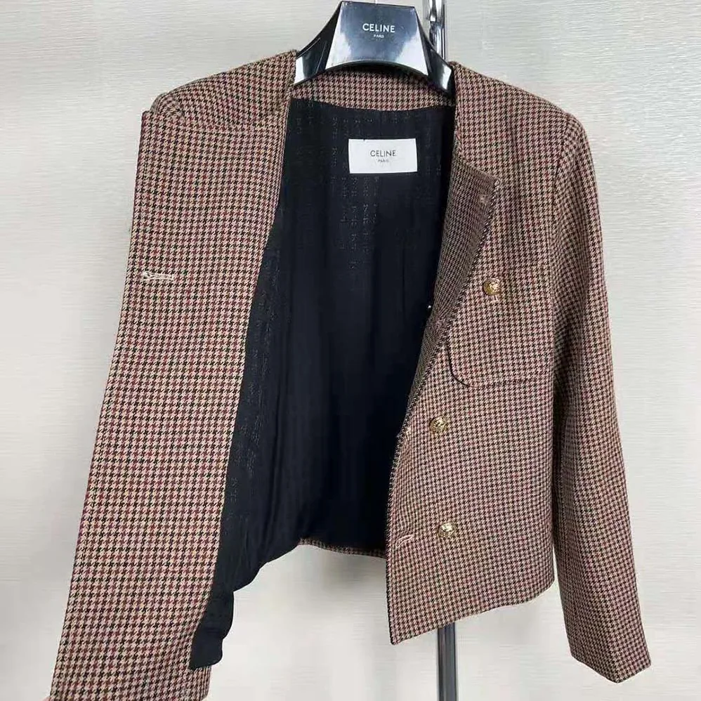 Celine Chelsea Jacket in Double Houndstooth Wool for Women
