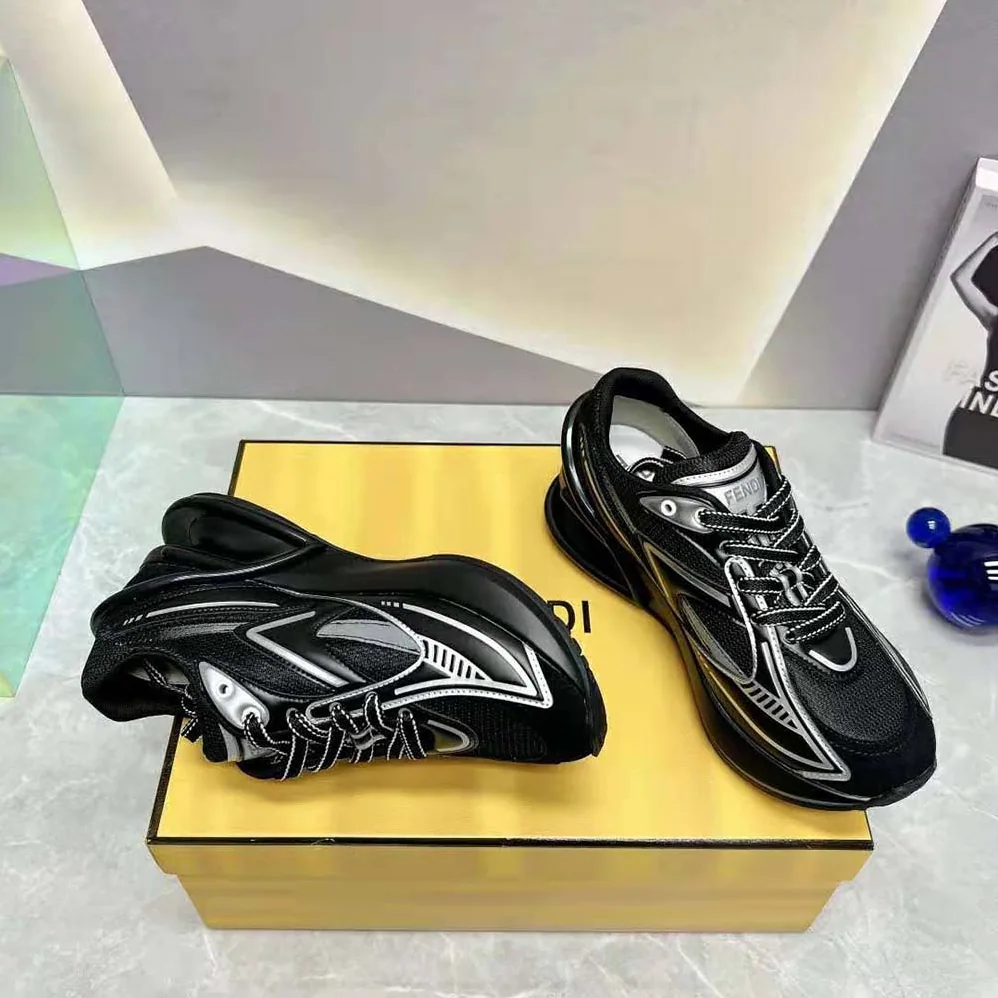 Fendi First 1 Black Fabric Running Shoes for Women