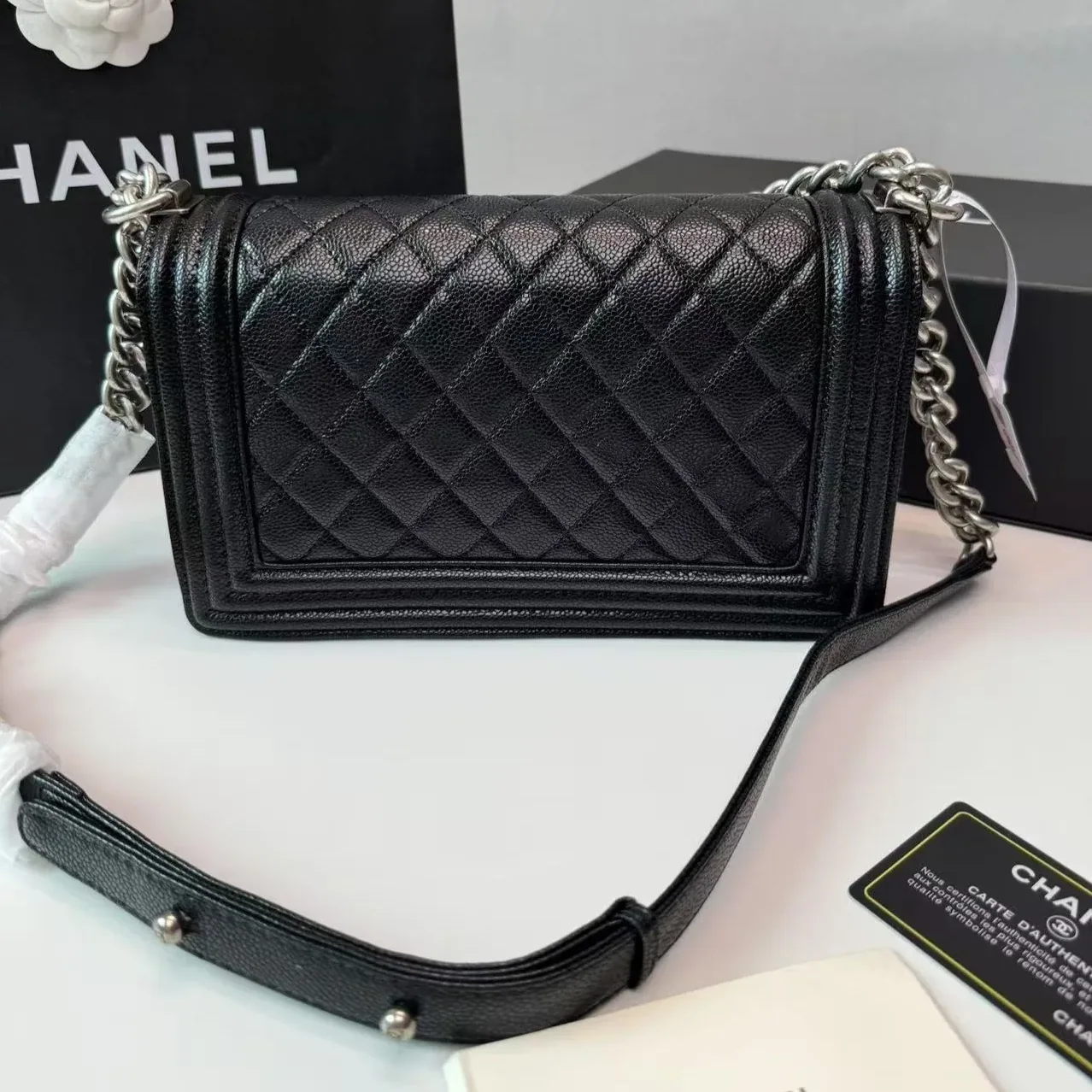 Chanel Boy Medium Crossbody Bag in Black Palladium Hardware