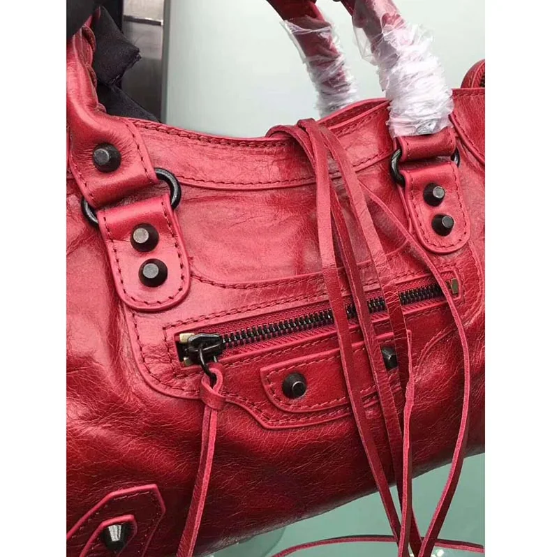 Balenciaga Classic City Top Handle and Should Bag in Red