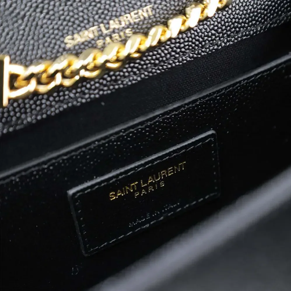 Saint Laurent YSL Kate Medium In Grain De Poudre Embossed Leather Black for Women
