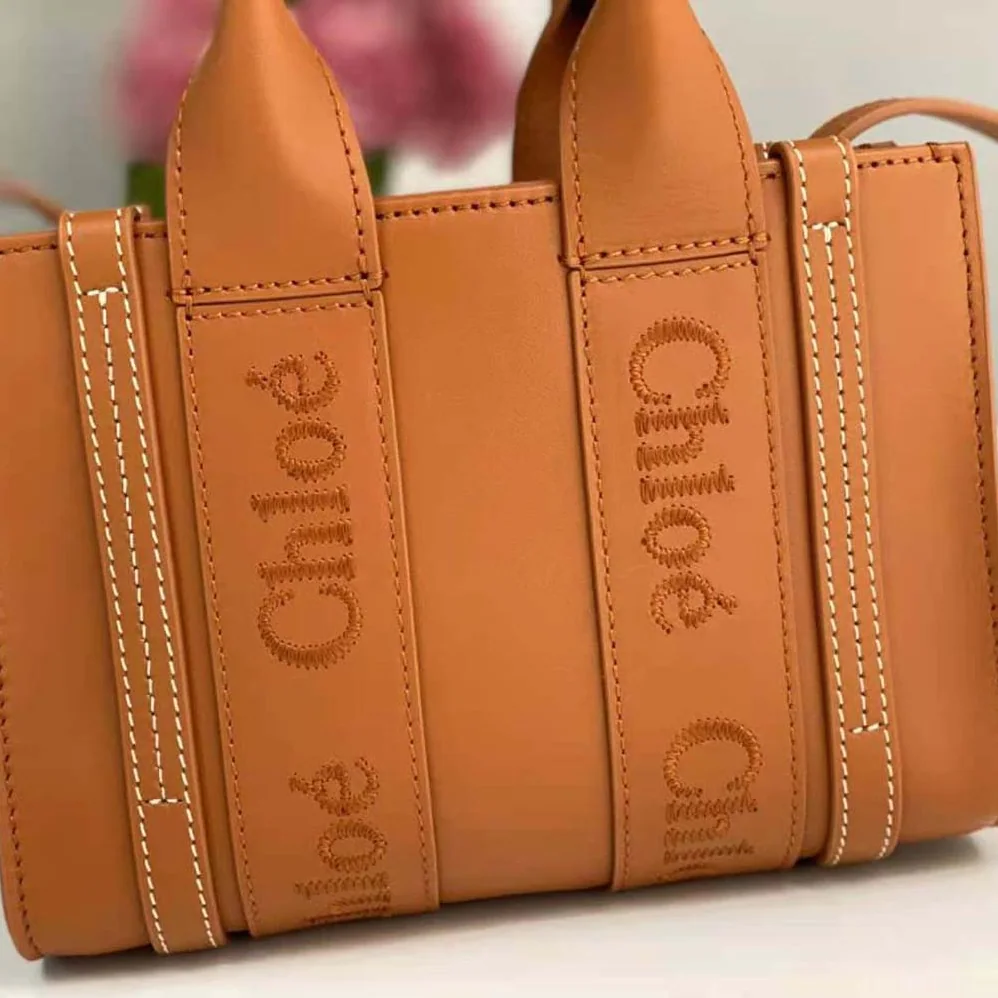 Chloe Mini Woody Tote Bag for Women in Brown