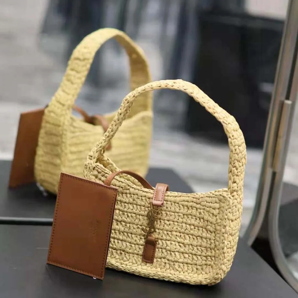 Saint Laurent YSL Le 5 à 7 Mini in Raffia for Women in Natural
