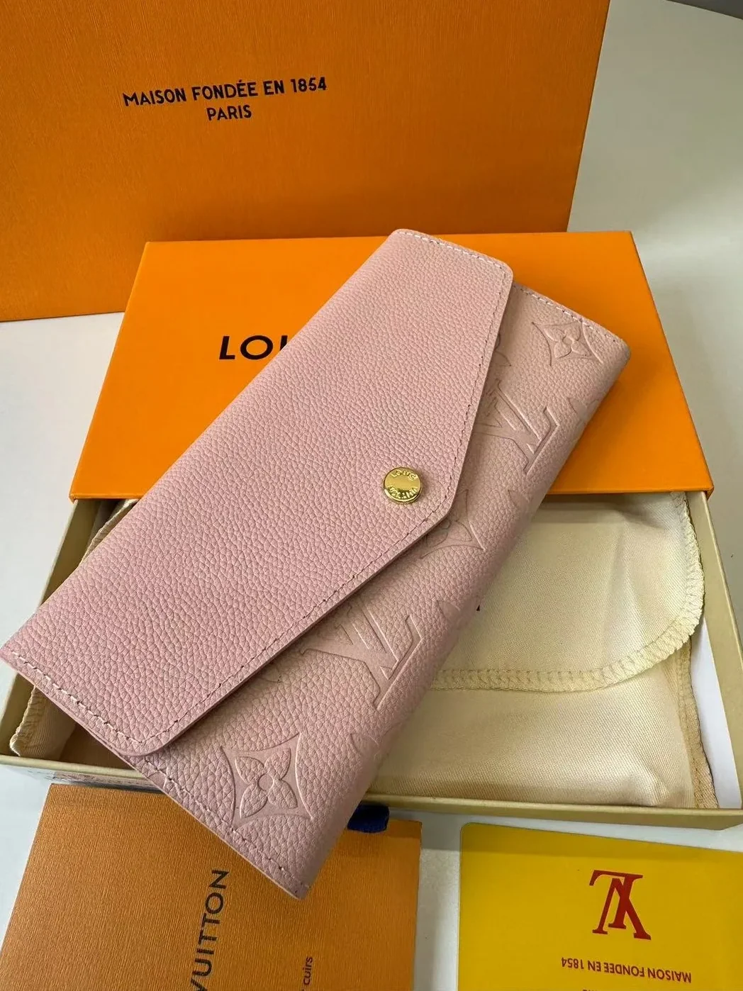 Louis Vuitton Sarah Wallet Combines Monogram Empreinte Rose Ballerine Pink Louis Vuitton Sarah Wallet Combines Monogram Empreinte Rose Ballerine Pink