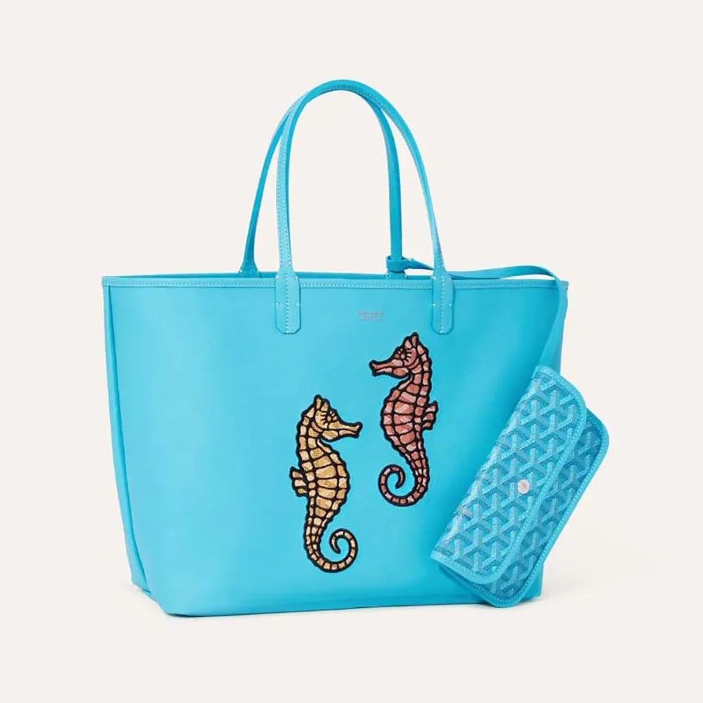 Goyard Anjou PM Seahorse Embroidery for Women in Blue Goyard Anjou PM Seahorse Embroidery for Women in Blue