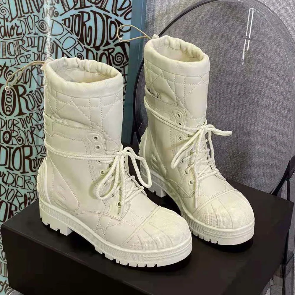 Dior Dioriron Ankle Boot White Quilted Cannage Calfskin for Women Dior Dioriron Ankle Boot White Quilted Cannage Calfskin for Women