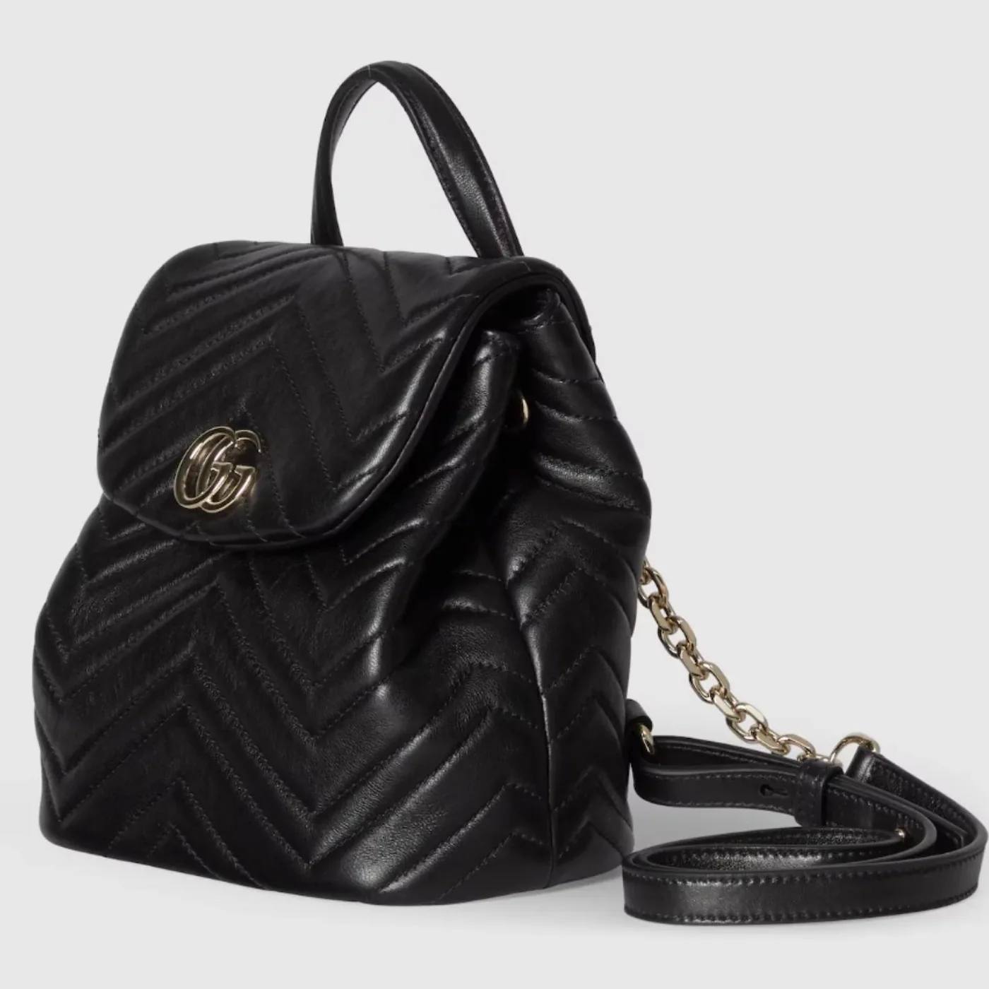 Gucci Marmont Mini Backpack in Black Gold Hardware Gucci Marmont Mini Backpack in Black Gold Hardware
