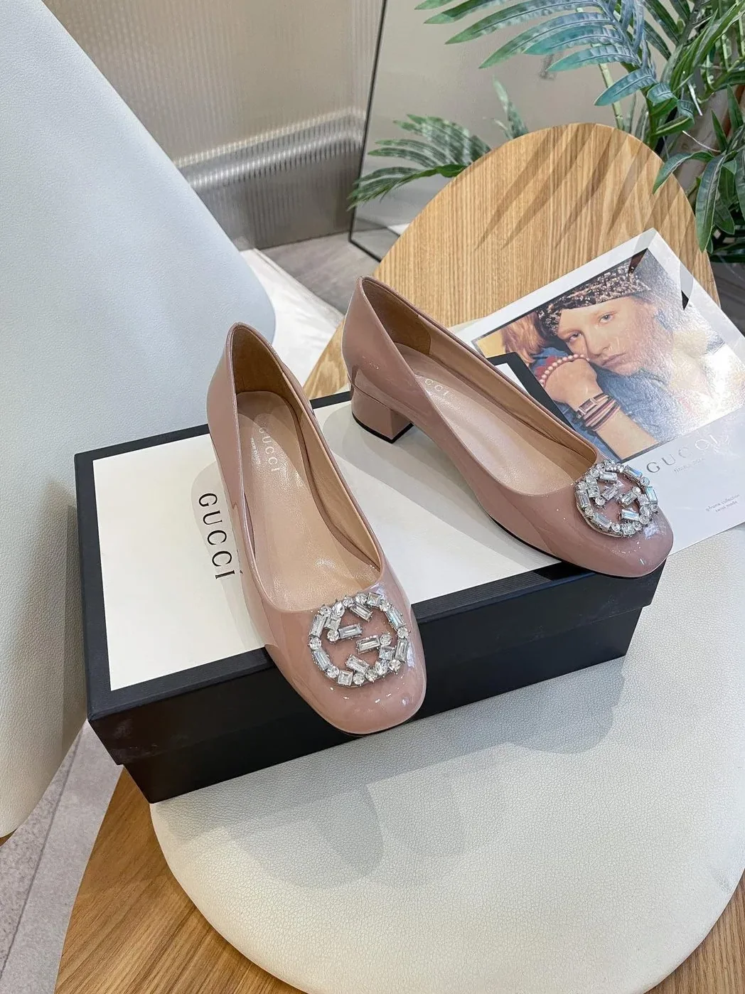 Gucci Blondie Mid for Women in Heel Pump Pink Gucci Blondie Mid for Women in Heel Pump Pink