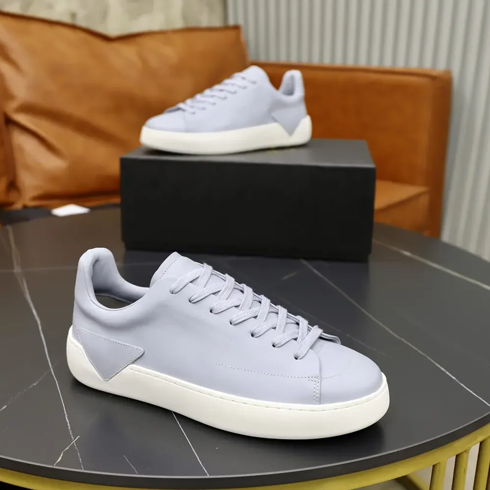 Prada Court Leather Sneakers for Unisex in Pearl Gray Prada Court Leather Sneakers for Unisex in Pearl Gray