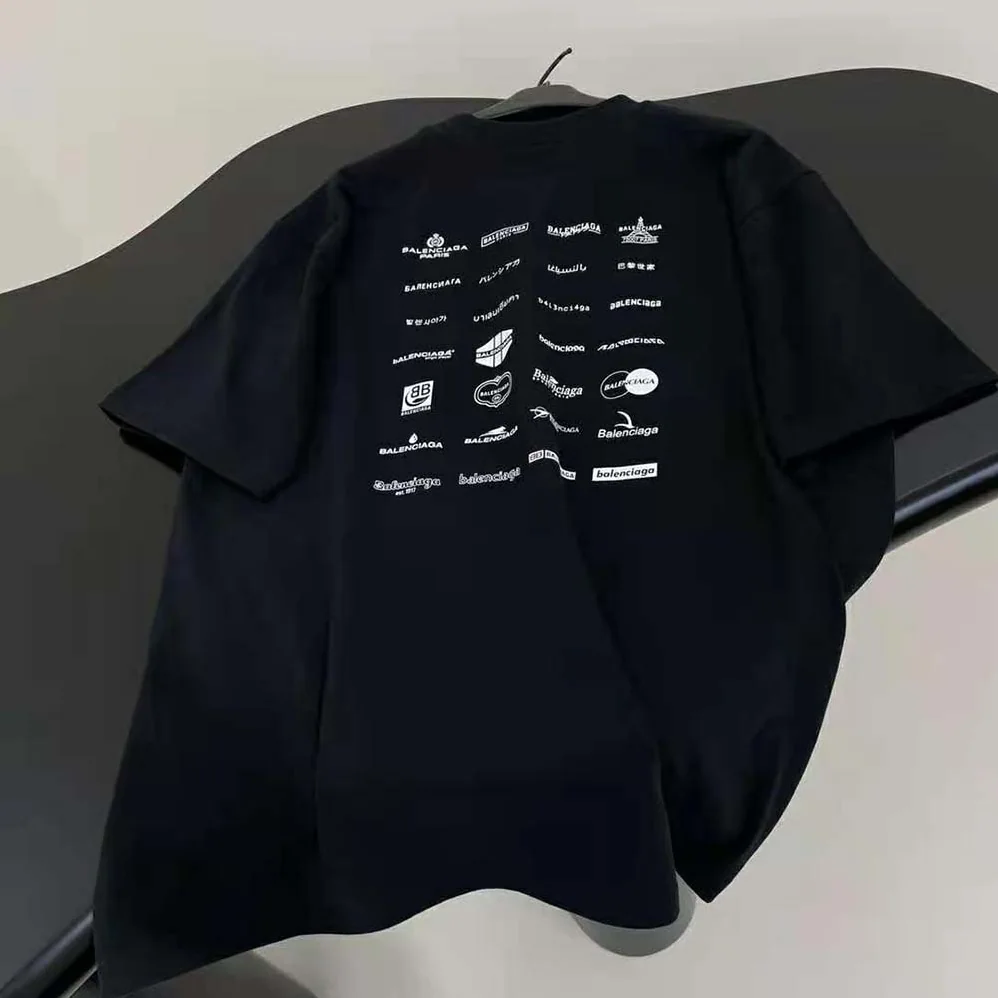 Balenciaga Archives Logos T-shirt Oversized in Light Black for Men