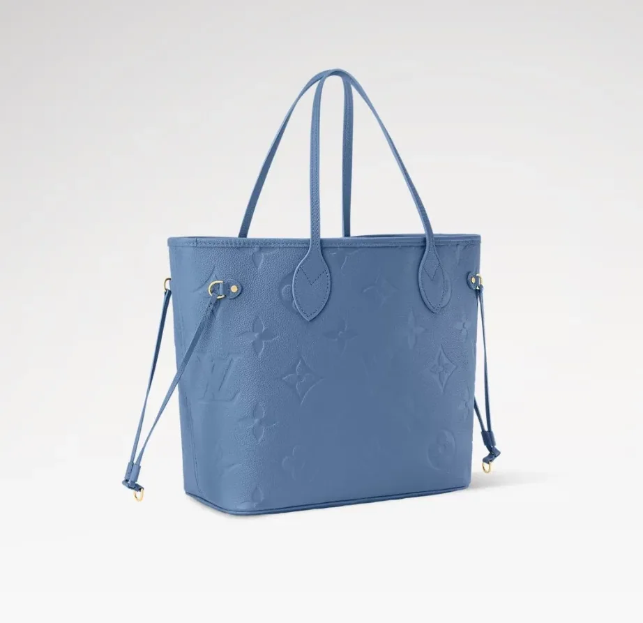 Louis Vuitton Neverfull MM Tote Bag in Blue Jean Gold Hardware