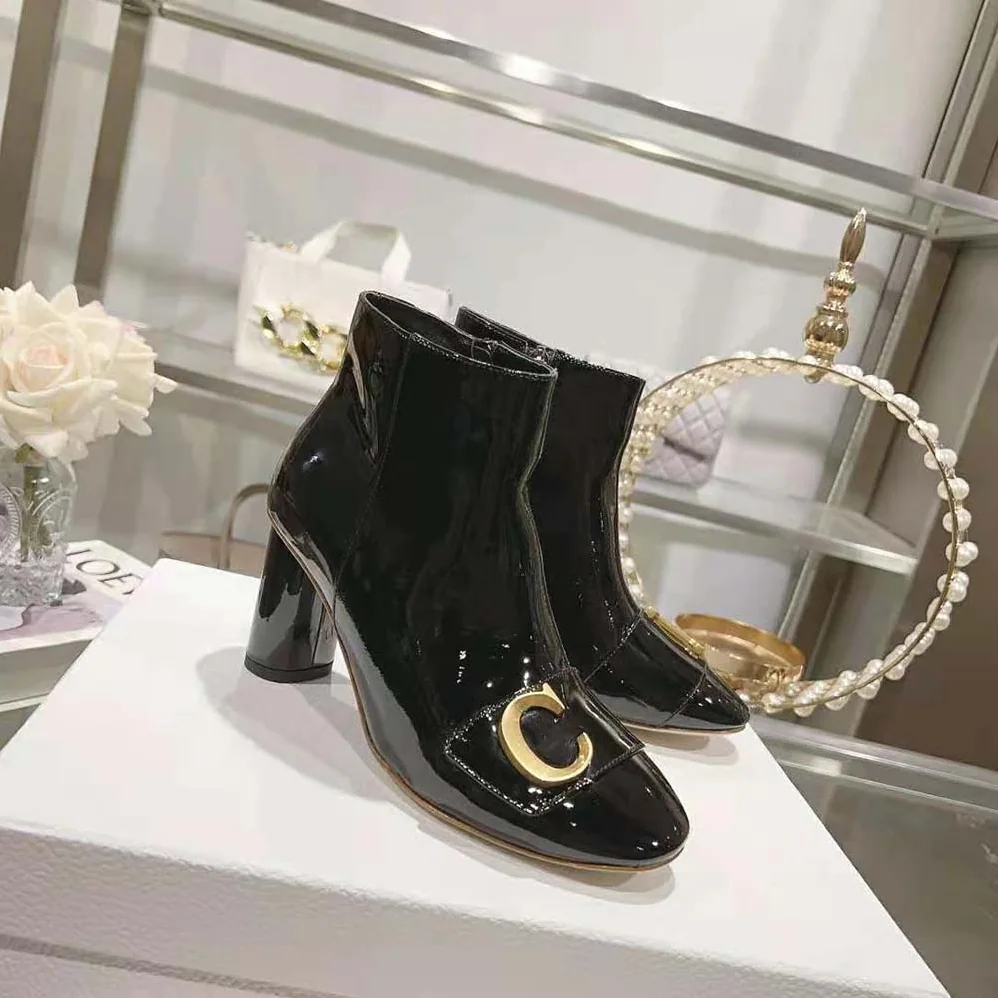 Dior C'est Dior Heeled Ankle Boot Black Patent Calfskin for Women