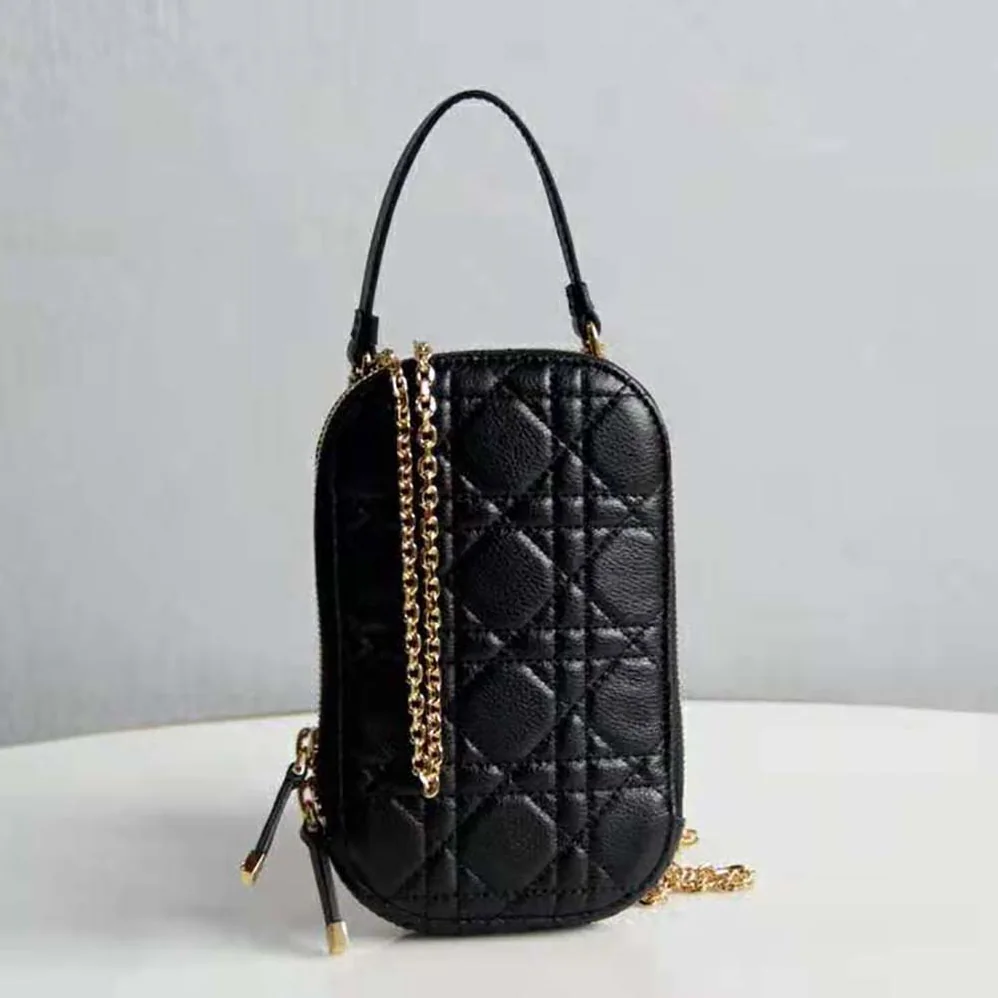 Dior Lady Dior Phone Holder Black Cannage Lambskin for Women