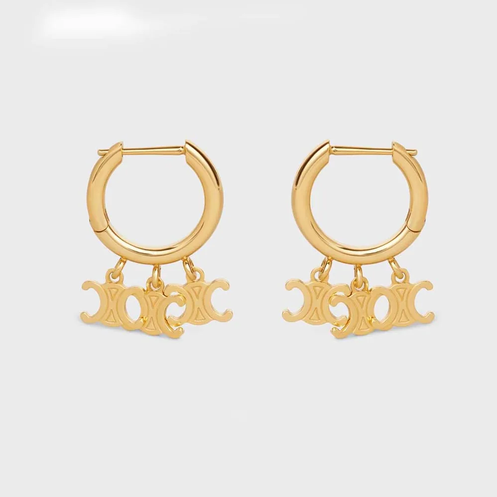 Celine Triomphe Trio Hoops in Brass with Gold Finishgold for Women Celine Triomphe Trio Hoops in Brass with Gold Finishgold for Women