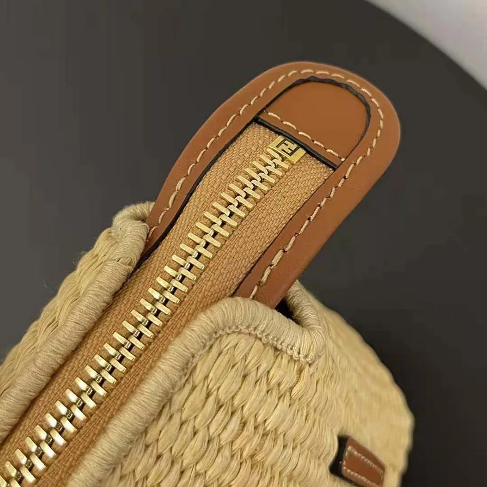 Fendi By The Way Mini Natural Straw Small Boston Bag for Women