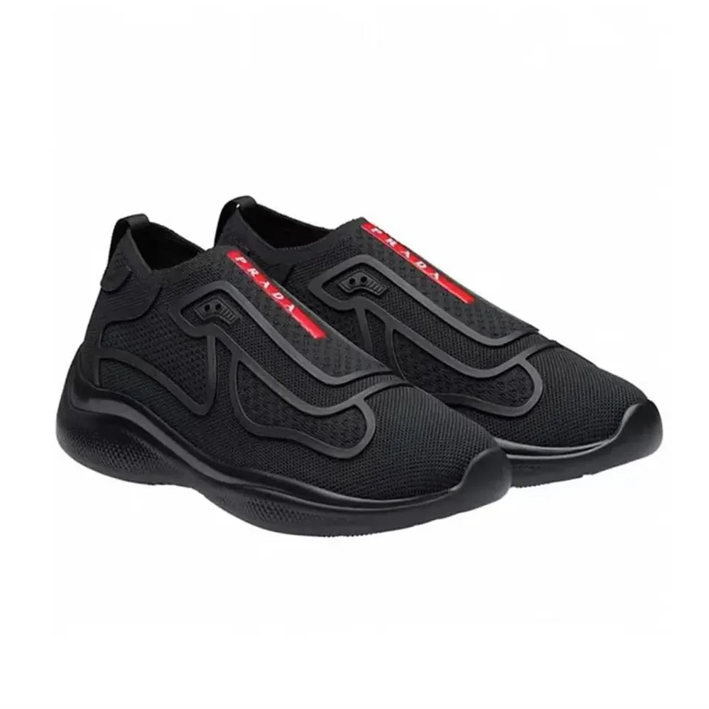 Prada Americas Cup Knit Slip-On for Men in Black