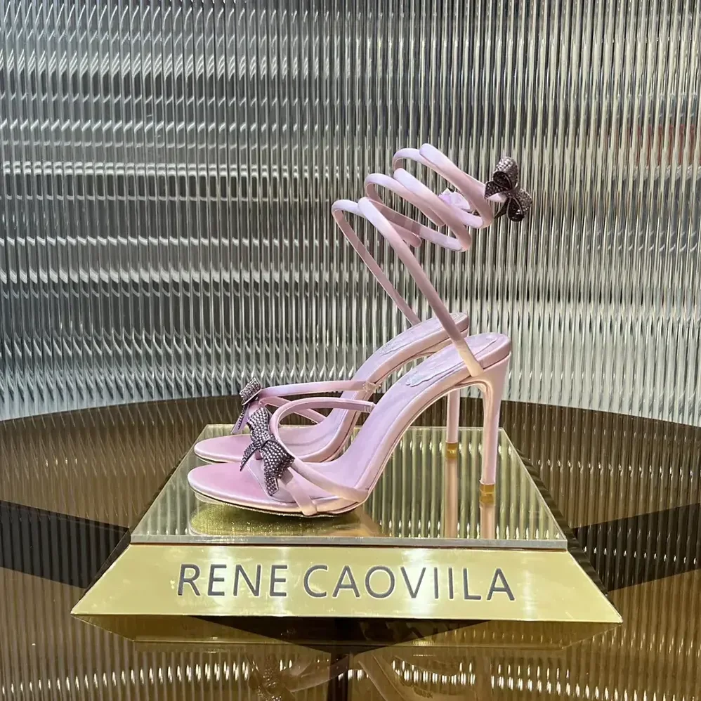 Rene Caovilla Cleo Mauve Sandal with Bows 105 for Women Rene Caovilla Cleo Mauve Sandal with Bows 105 for Women