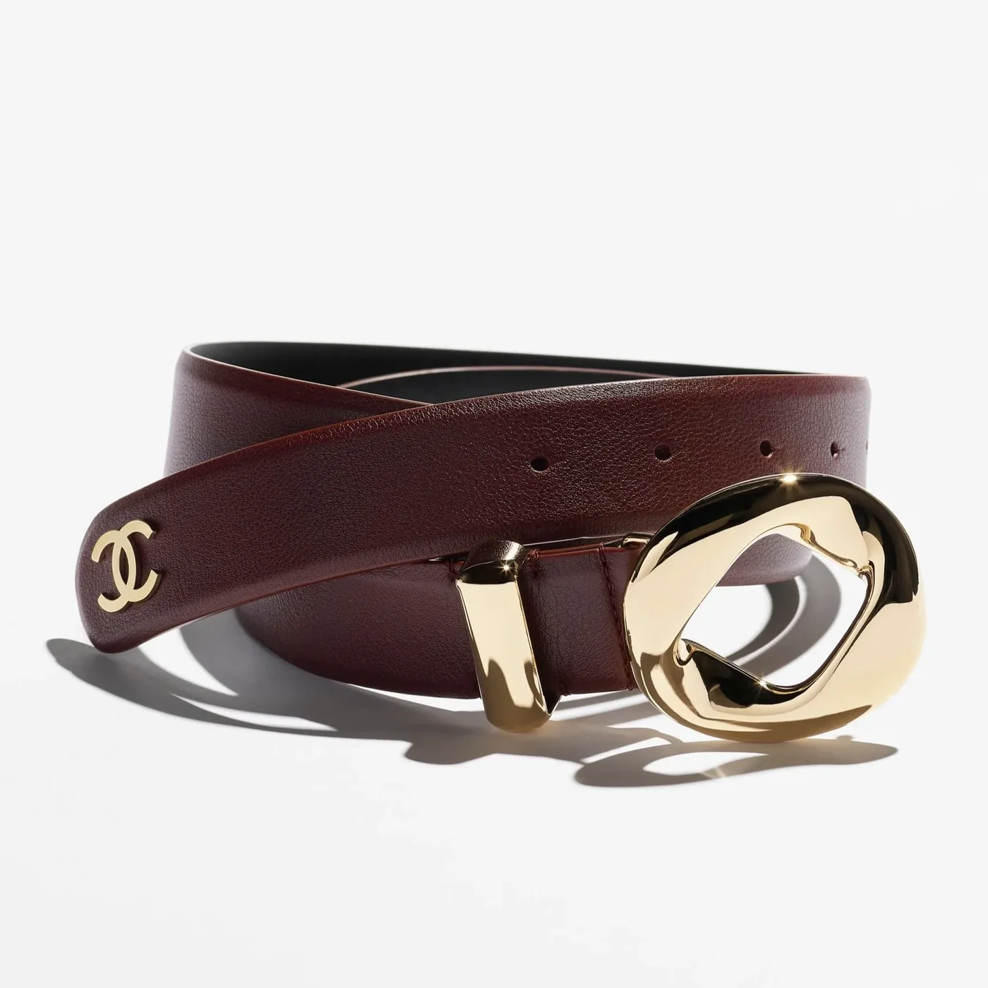 Chanel Leather Belt Burgundy