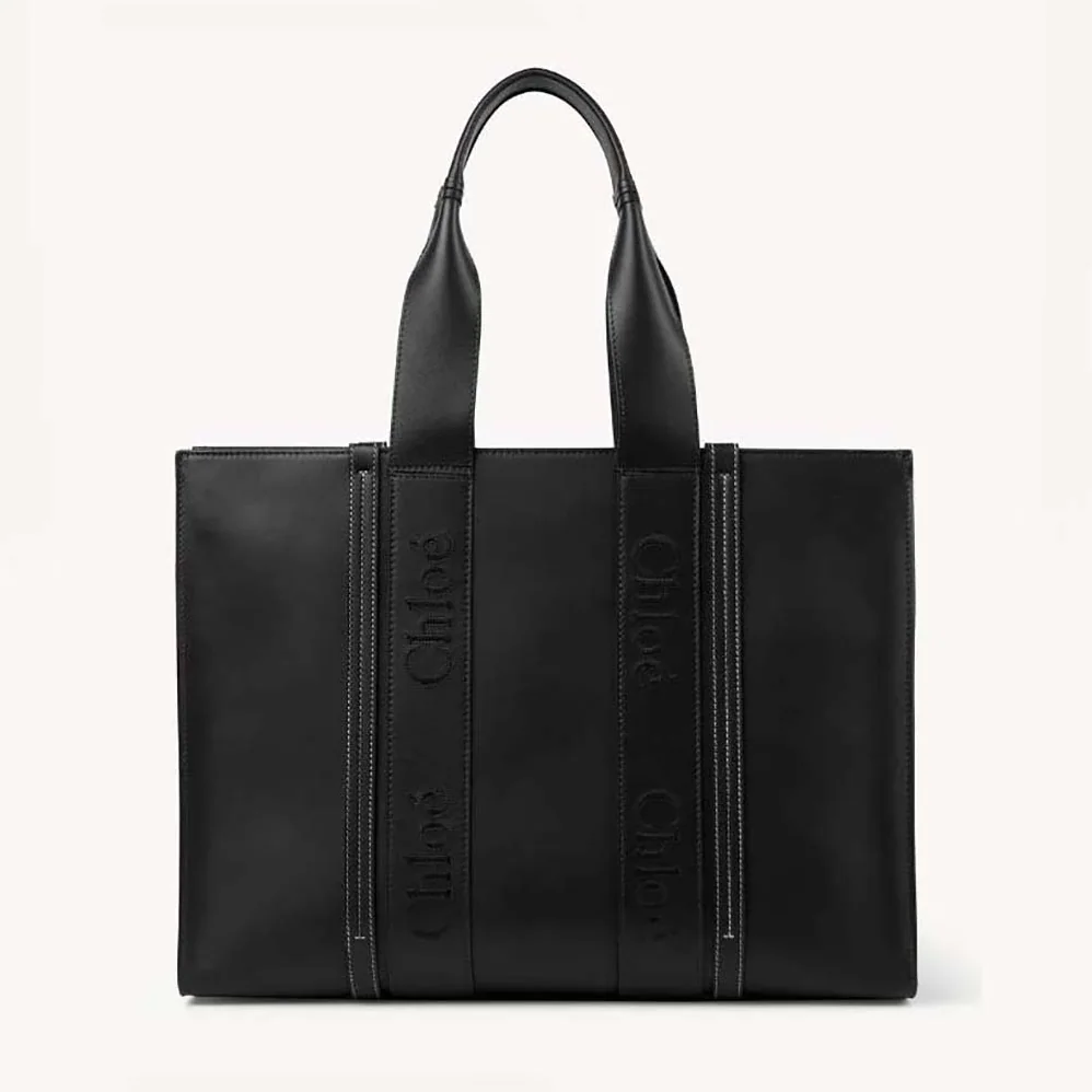 Chloe Large Woody Tote Bag for Women in Black