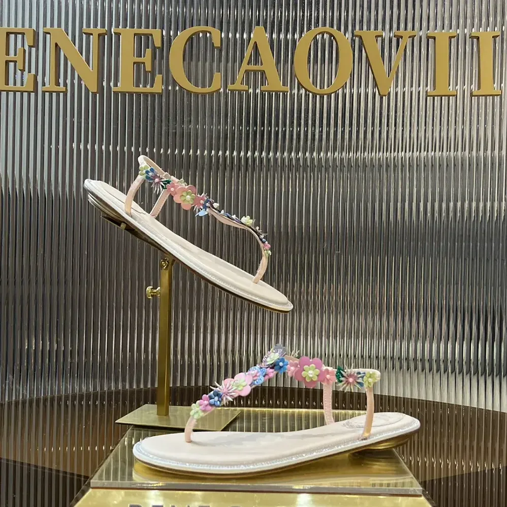 Rene Caovilla Eden Nude Thong Sandal 10 for Women Rene Caovilla Eden Nude Thong Sandal 10 for Women