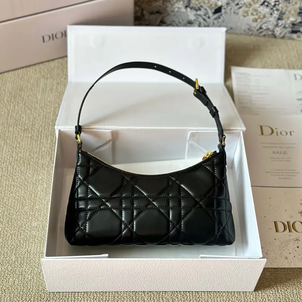 Dior Miss Caro Cigale Mini Bag Black Macrocannage Lambskin for Women