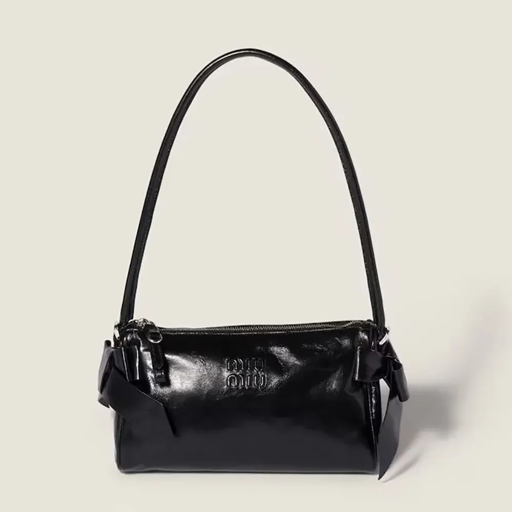 Miu Miu Shiny Leather Pouch for Women in Black Miu Miu Shiny Leather Pouch for Women in Black