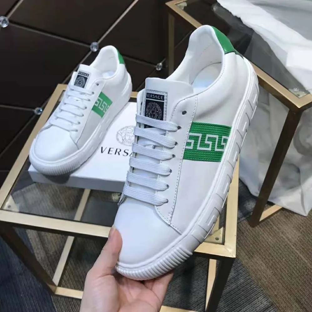 Versace A Classic Low Top Greca Sneakers for Women in Green Versace A Classic Low Top Greca Sneakers for Women in Green