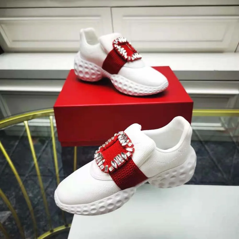 Roger Vivier Viv Run Light Strass Buckle Sneakers in Fabrics for Women Roger Vivier Viv Run Light Strass Buckle Sneakers in Fabrics for Women