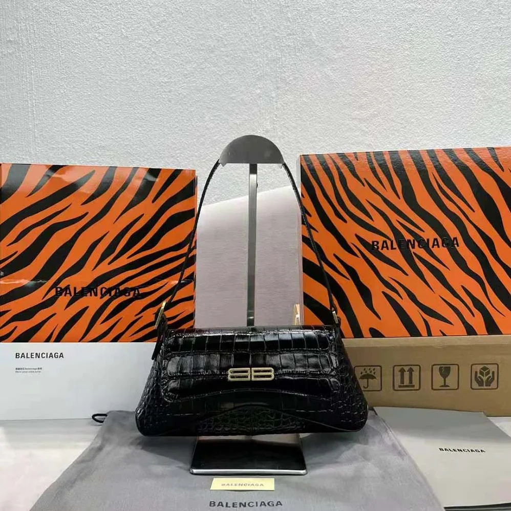 Balenciaga XX Small Flap Bag Crocodile Embossed in Black for Women Balenciaga XX Small Flap Bag Crocodile Embossed in Black for Women