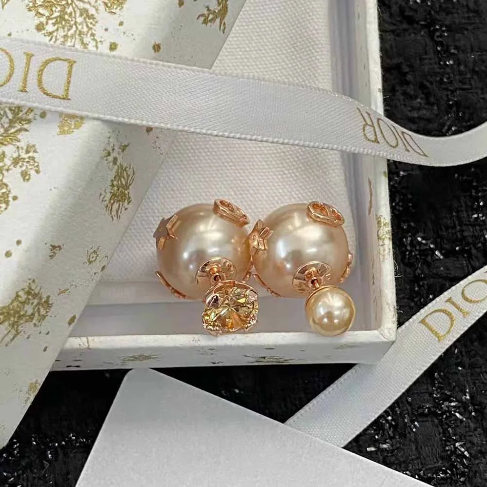 Dior Dior Tribales Earrings Pink-Finish Metal with Pink Resin Pearls and a Pink Crystal for Women