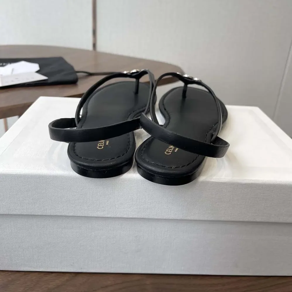 Celine Biki Sandal in Calfskin for Women in Black Celine Biki Sandal in Calfskin for Women in Black