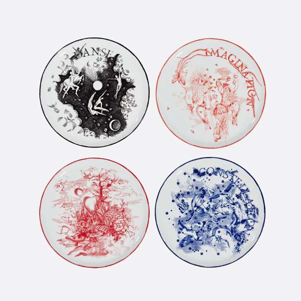 Dior Set of 4 Dinner Plates Multicolor ABCDIOR Imagination, Danse, Constellation, Rêve for Unisex Dior Set of 4 Dinner Plates Multicolor ABCDIOR Imagination, Danse, Constellation, Rêve for Unisex