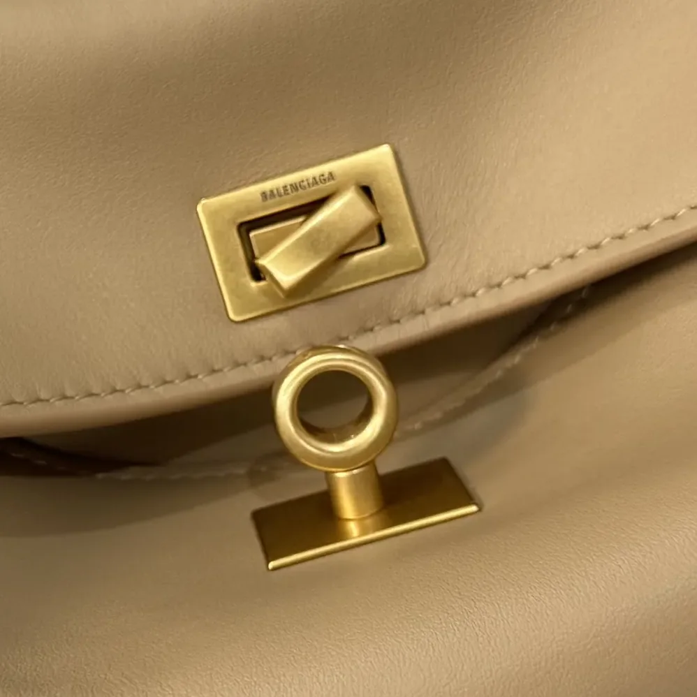 Balenciaga Rodeo Handbag Mini In latte Smooth Calfskin Aged for Women in gold Hardware