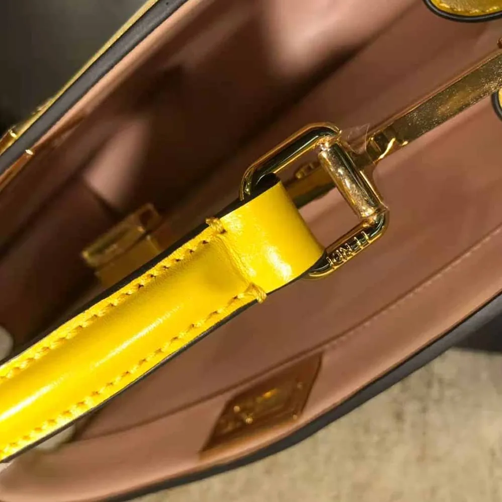 Fendi Peekaboo Iseeu East-West Leather Bag for Women in Yellow Fendi Peekaboo Iseeu East-West Leather Bag for Women in Yellow