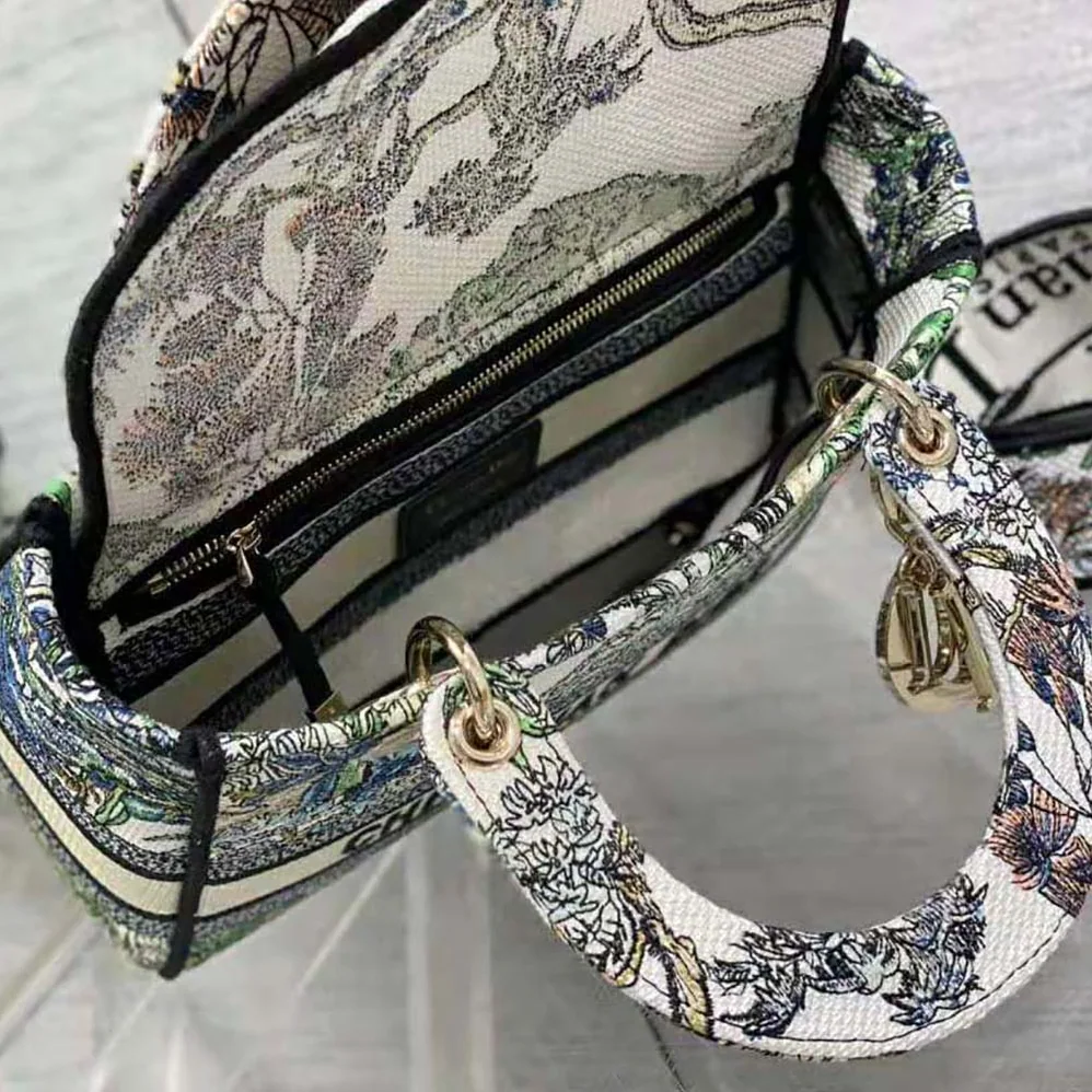 Dior Medium Lady D-lite Bag White Multicolor Étoile de Voyage Embroidery for Women Dior Medium Lady D-lite Bag White Multicolor Étoile de Voyage Embroidery for Women