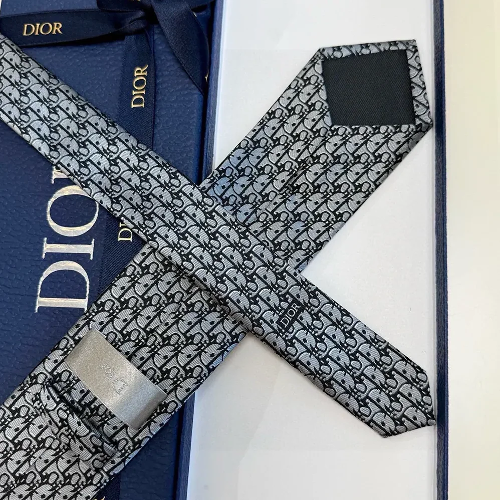 Dior Oblique Tie Gray Silk for Men